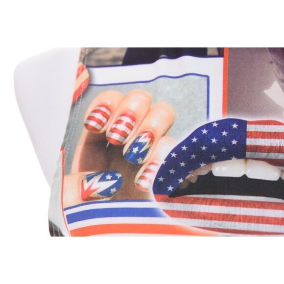 Chicshoppe Womens Cropped Tank Top Pencil Skirt 2 Pc Set Americana USA Sz XL - Picture 5 of 13